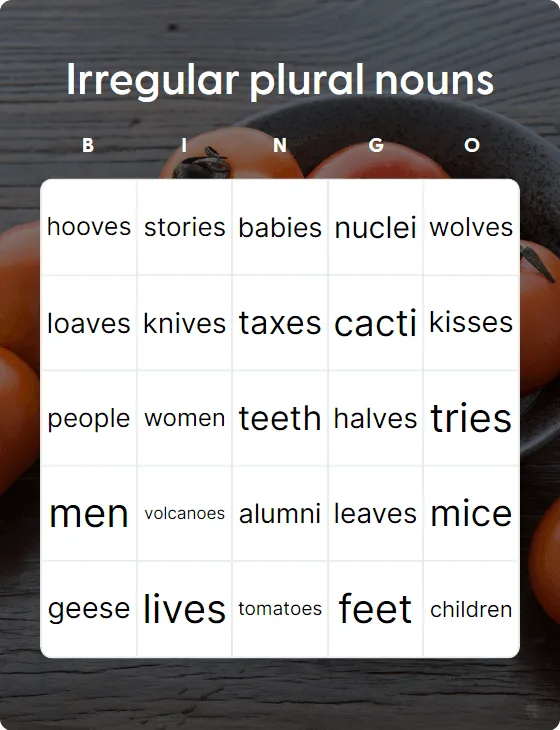 Irregular plural nouns