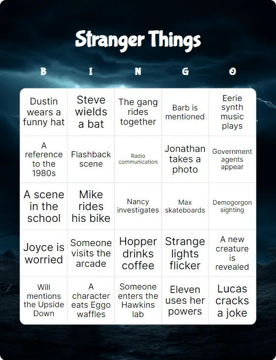 Stranger Things bingo