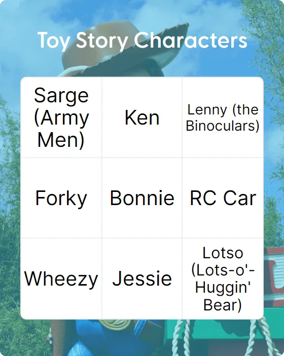 Toy Story Characters bingo