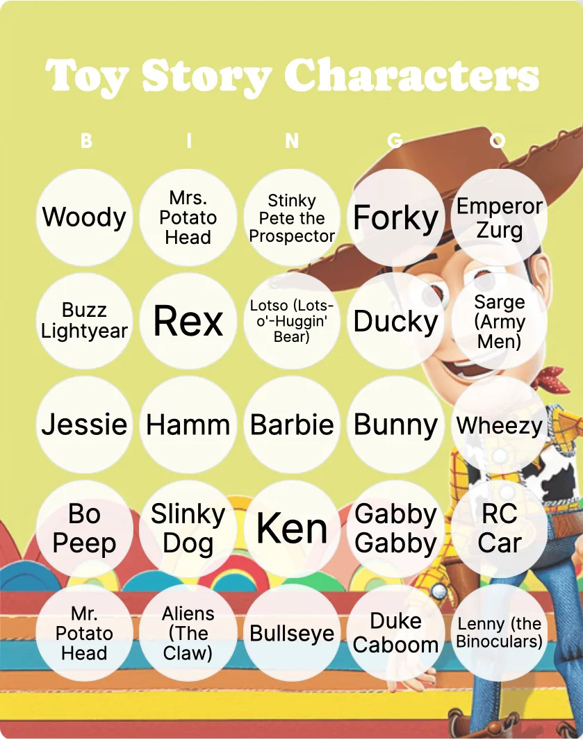 Toy Story Characters bingo