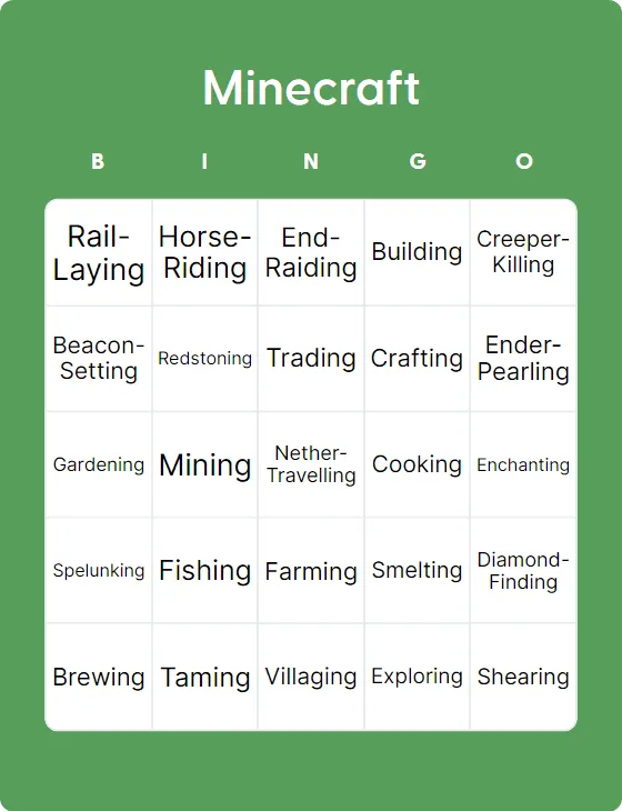 Minecraft bingo