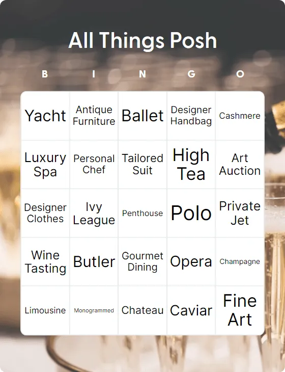 All Things Posh bingo card template