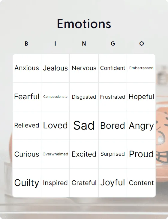 Emotions bingo