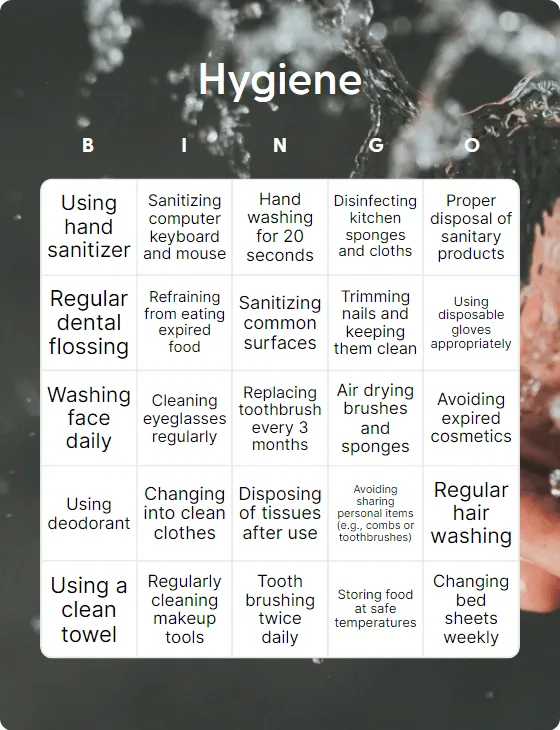 Hygiene bingo