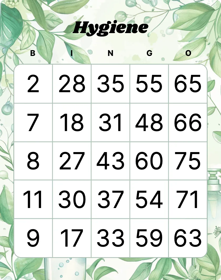 Hygiene bingo