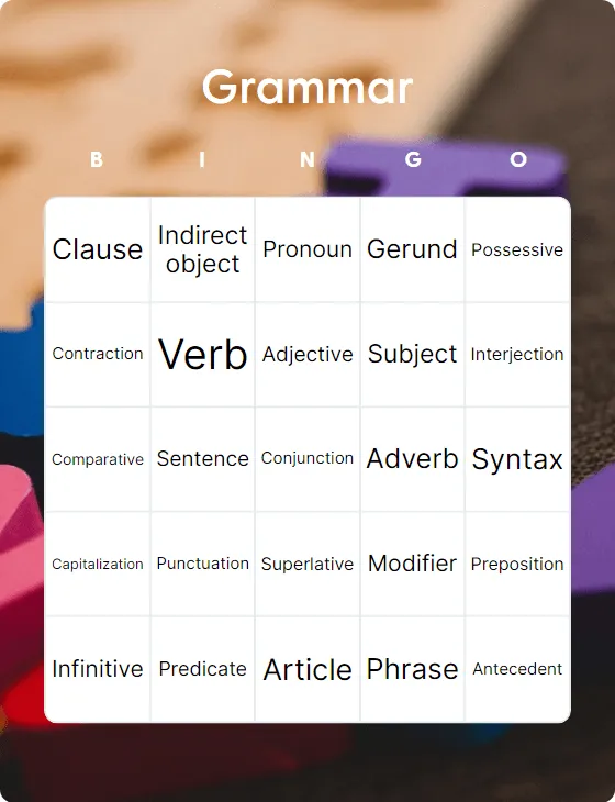 Grammar bingo