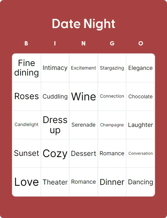 Date Night bingo
