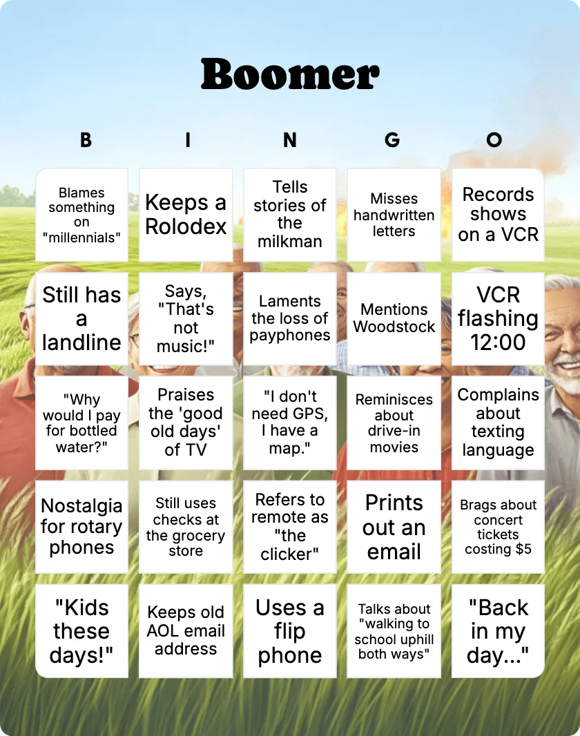 Boomer bingo