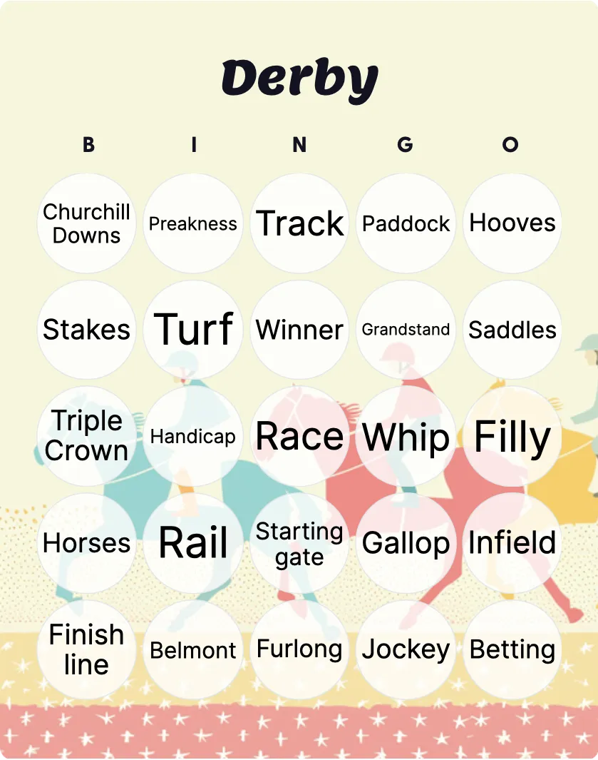 Derby bingo card template