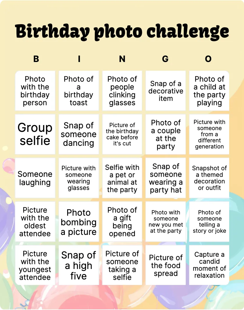 Birthday photo challenge