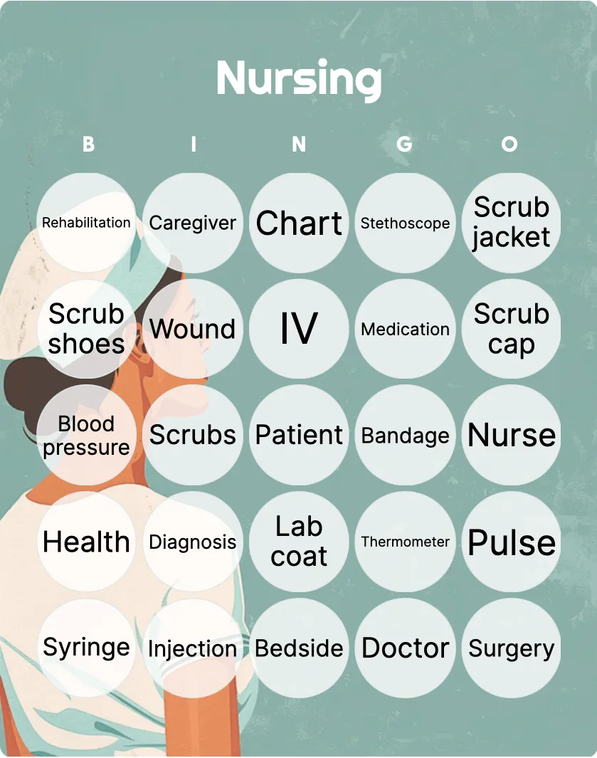 Nursing bingo card template