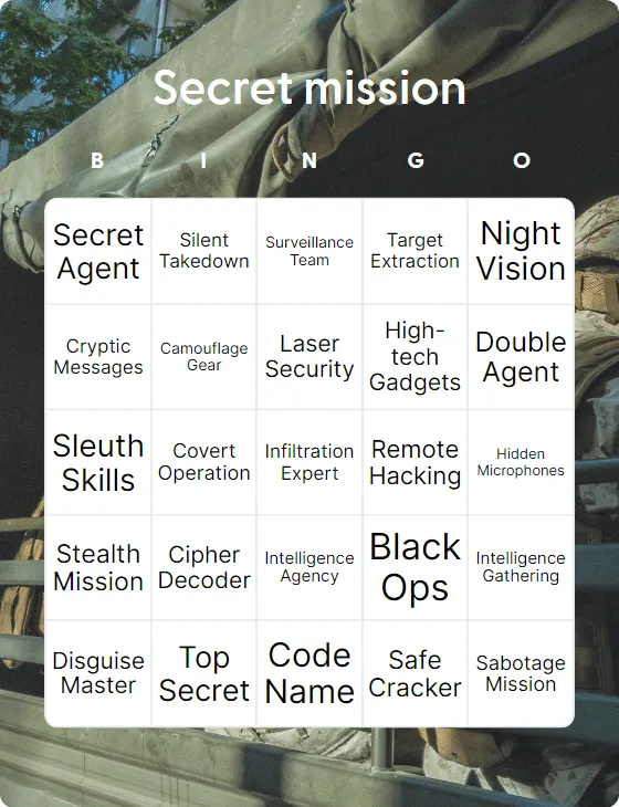 Secret mission bingo