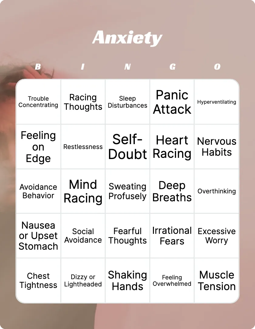 Anxiety bingo