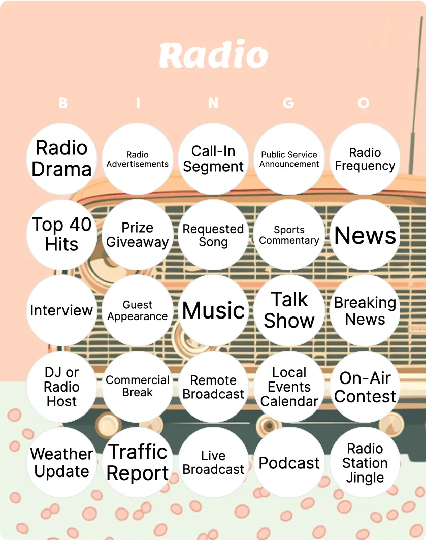 Radio bingo card template