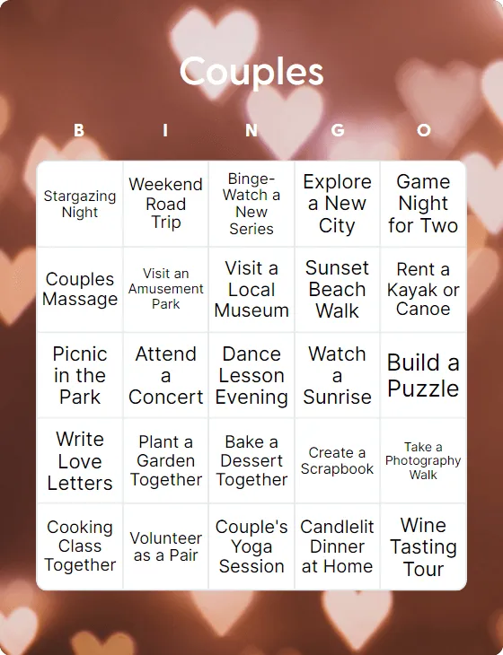 Couples bingo