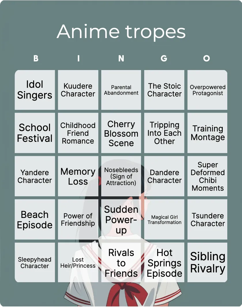 Cartoon Characters Shuffle Bingo Card