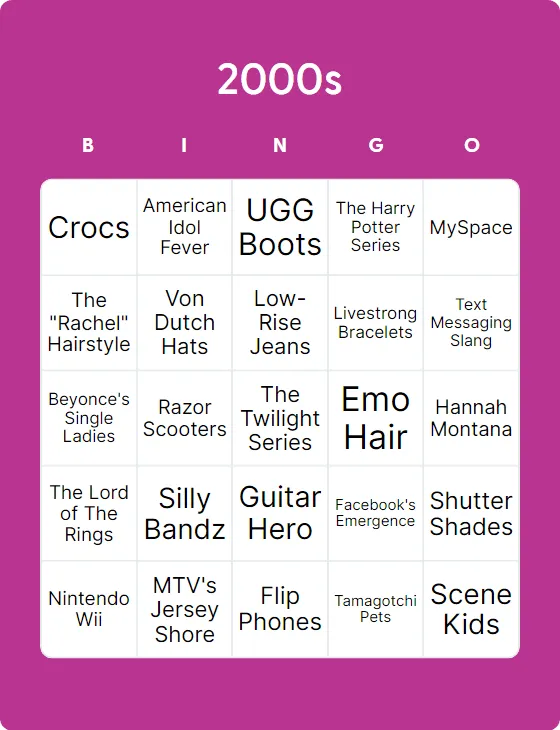 2000s bingo