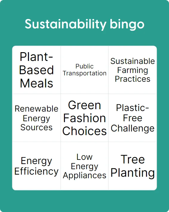 Sustainability bingo bingo