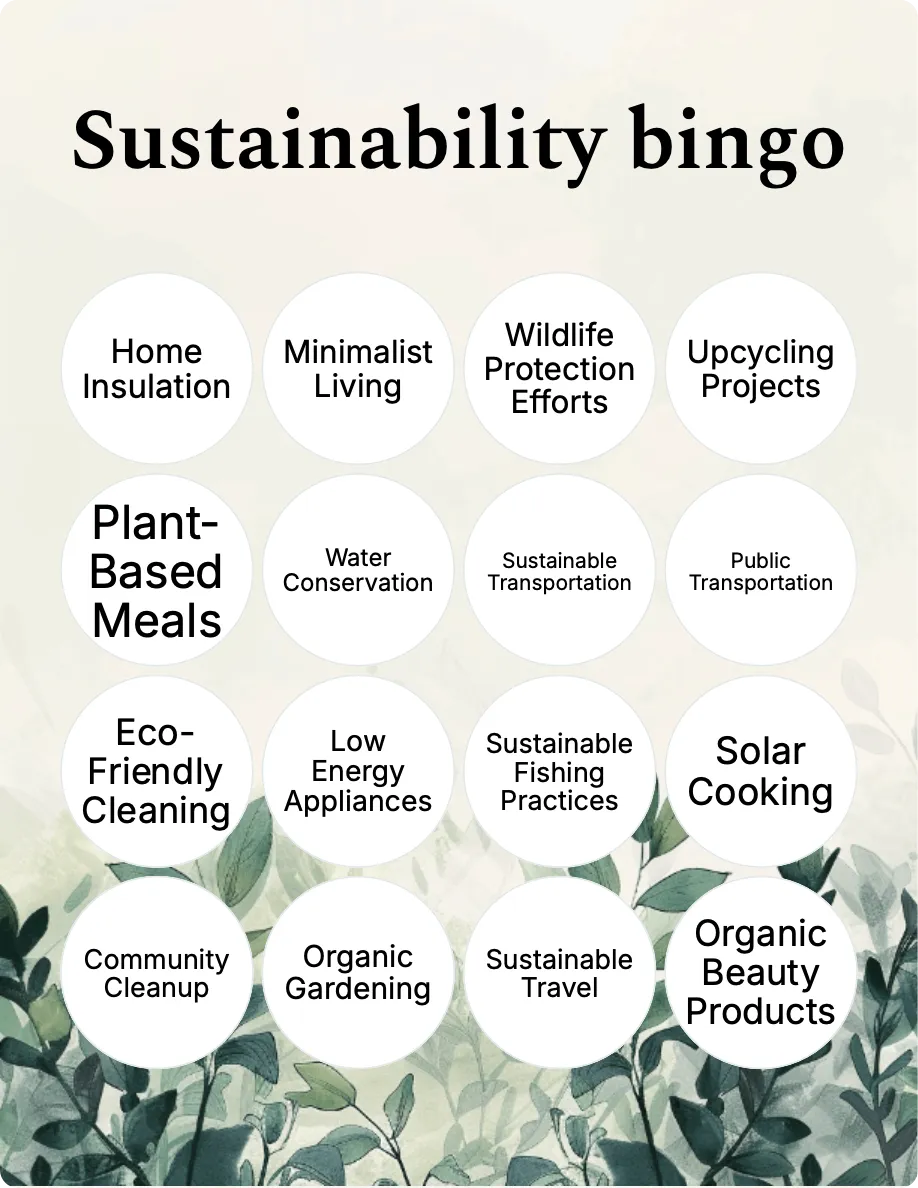 Sustainability bingo bingo