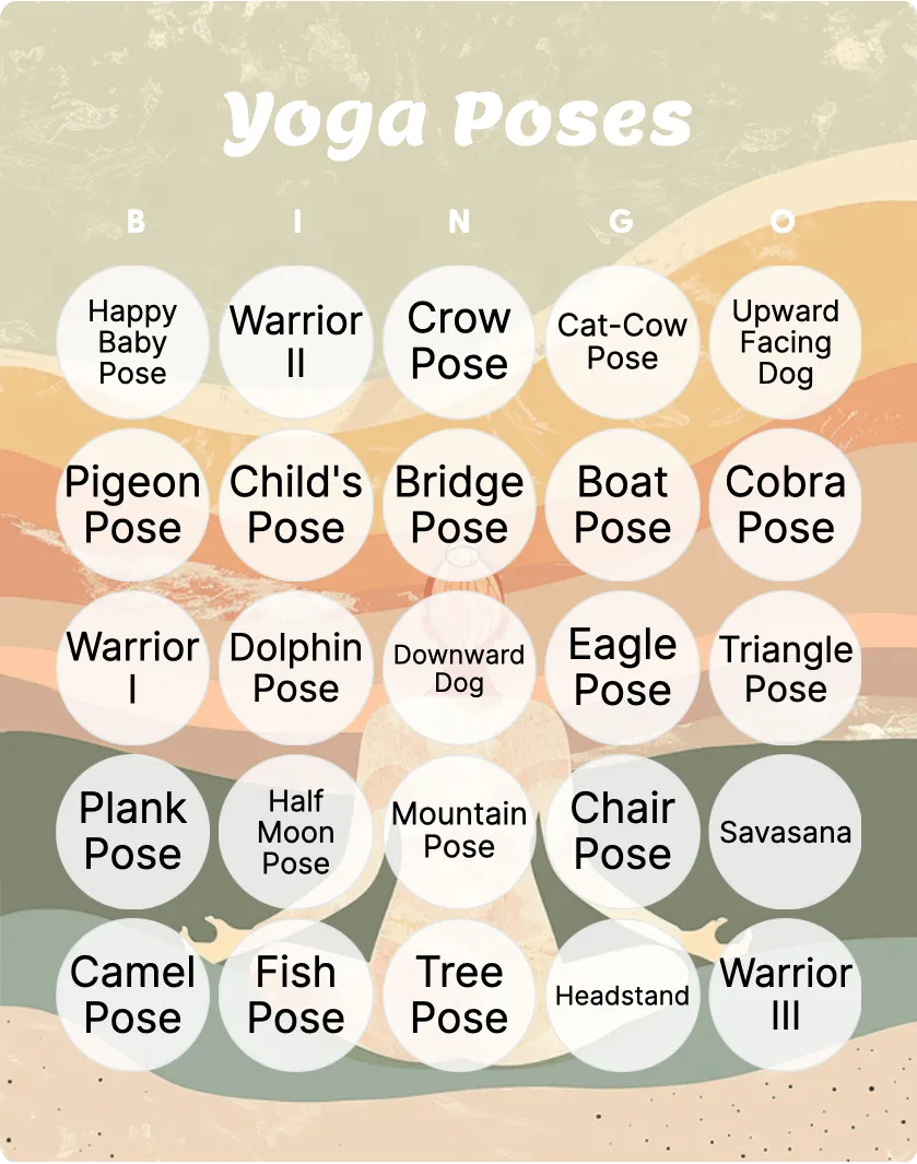 Yoga Poses Bingo: Printable & Customizable - Bingo Card Creator