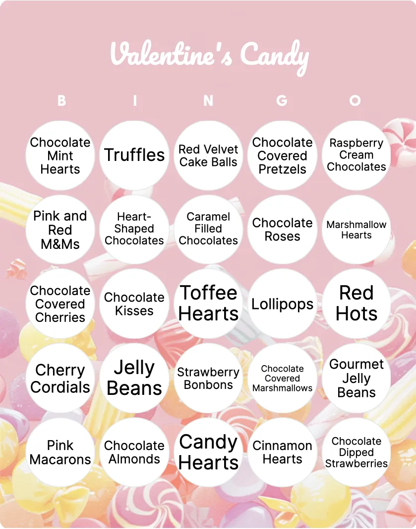 Valentine’s Candy bingo