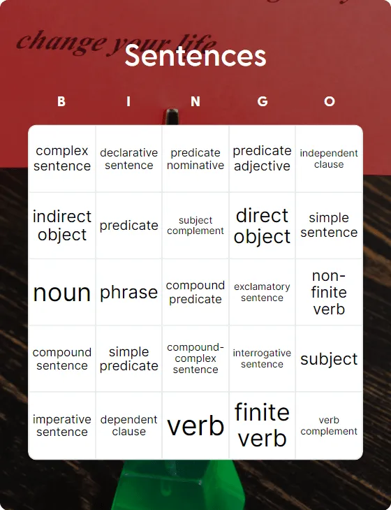 Sentences bingo