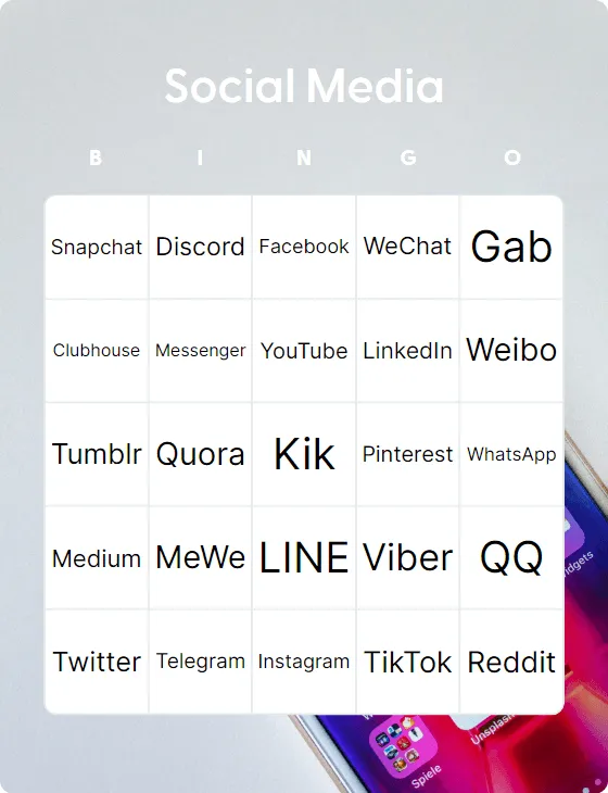 Social Media bingo