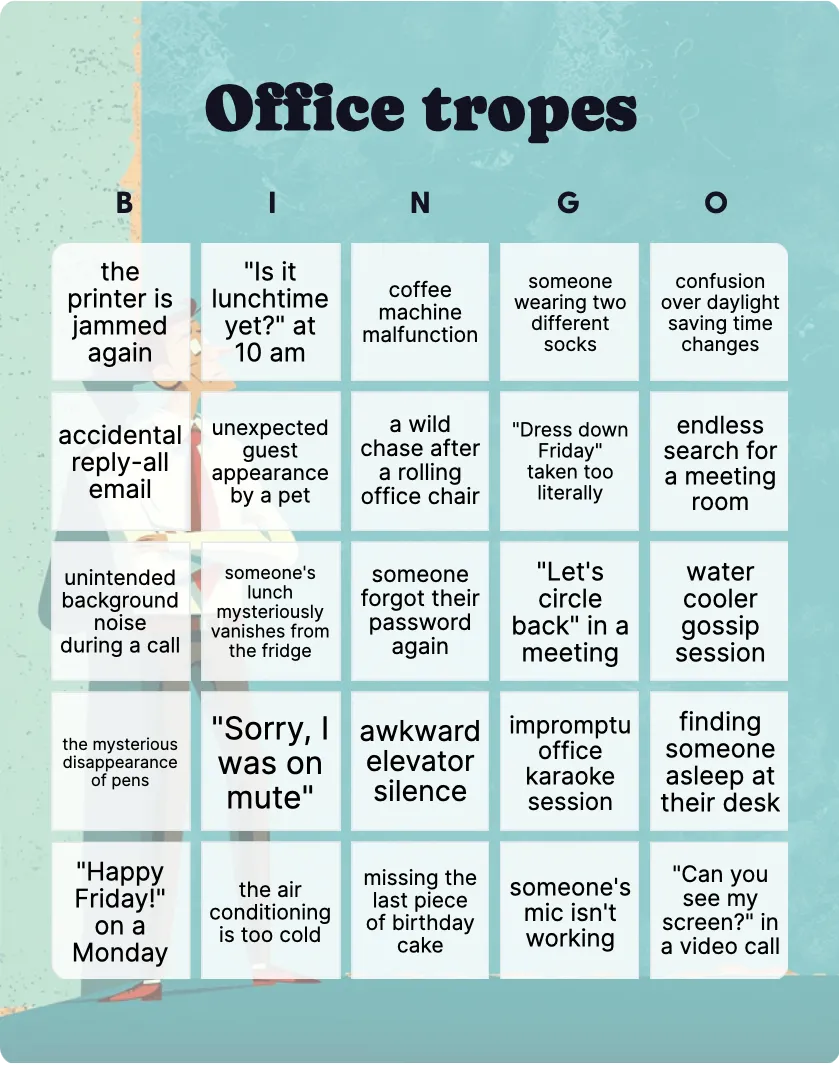 Office tropes bingo