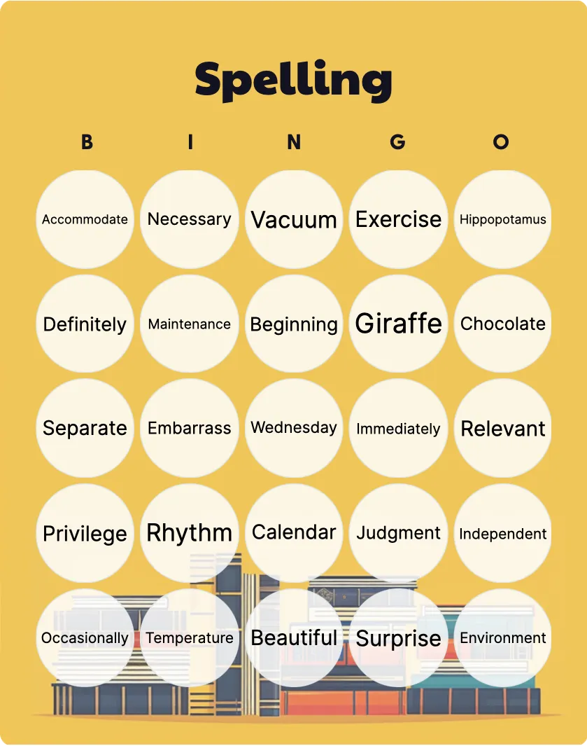 Spelling Bingo with a Twist - Playful Learning Games