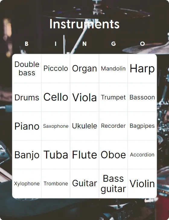 Instruments bingo