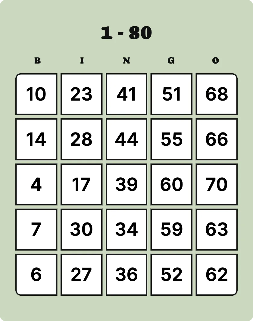 1 – 80 bingo