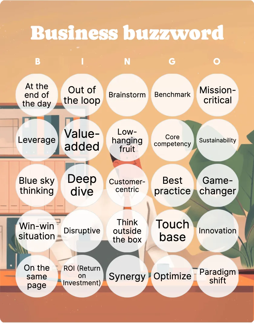 Business Buzzword Bingo Printable Customizable Bingo Card Creator
