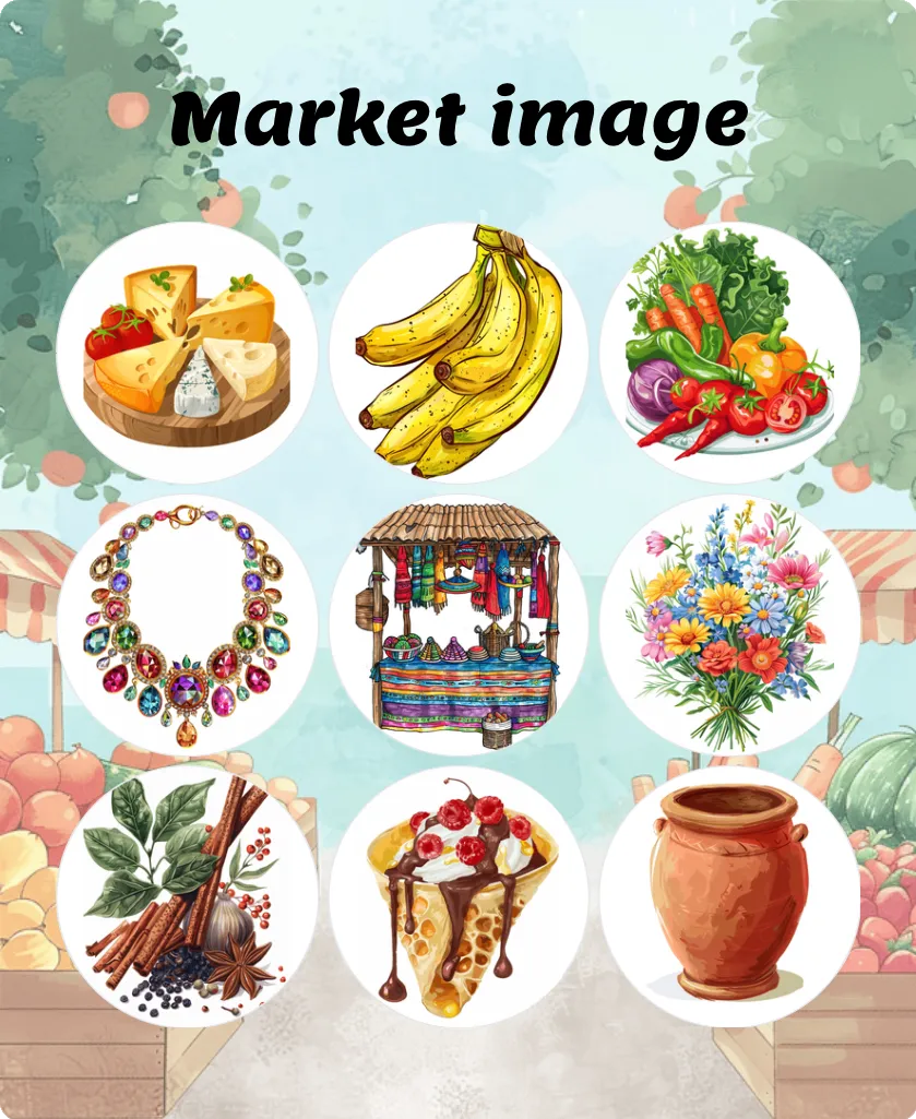 Market image bingo card template