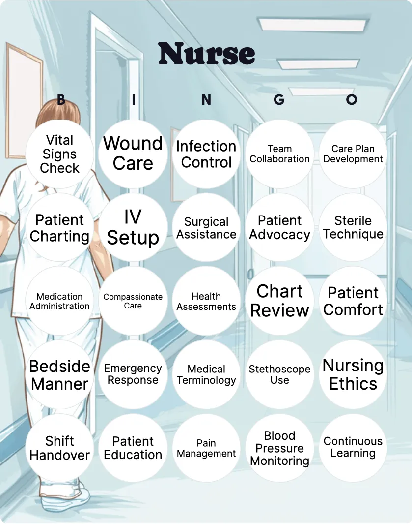 Nurse bingo card template