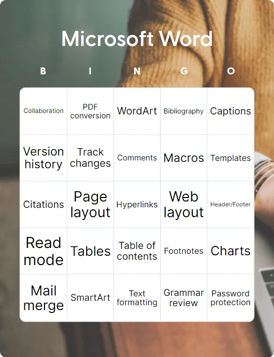 Microsoft Word Bingo: Printable & Customizable - Bingo Card Creator