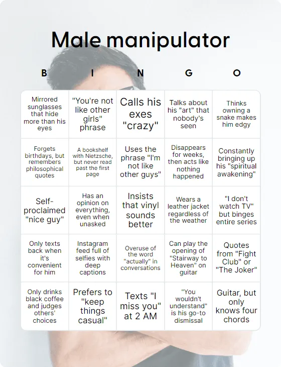 Male manipulator bingo