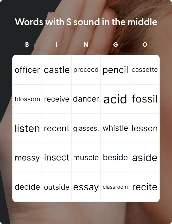 Words with S sound in the middle Words with S sound in the middle