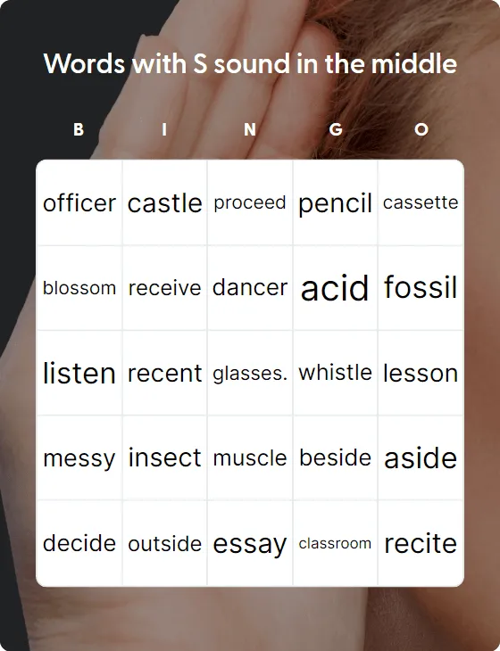 Words with S sound in the middle