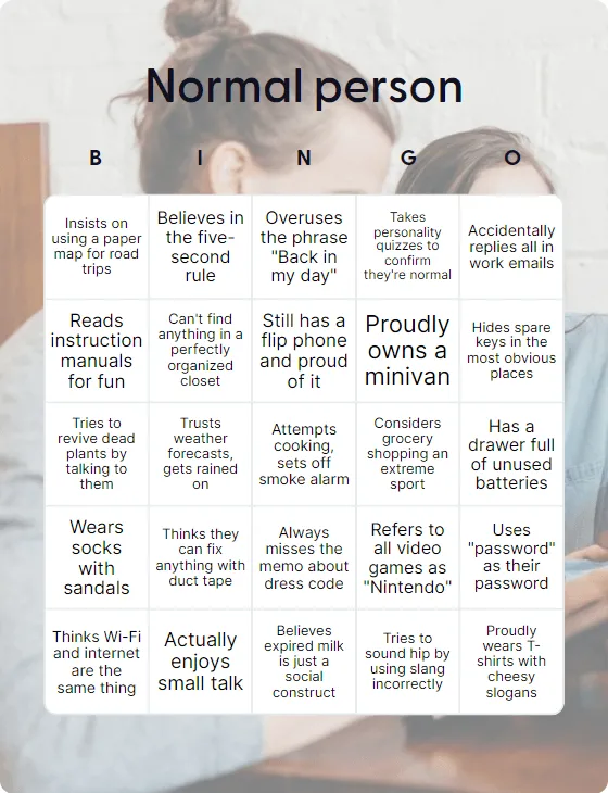 Normal person bingo