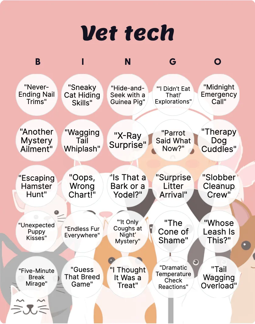 Vet tech bingo