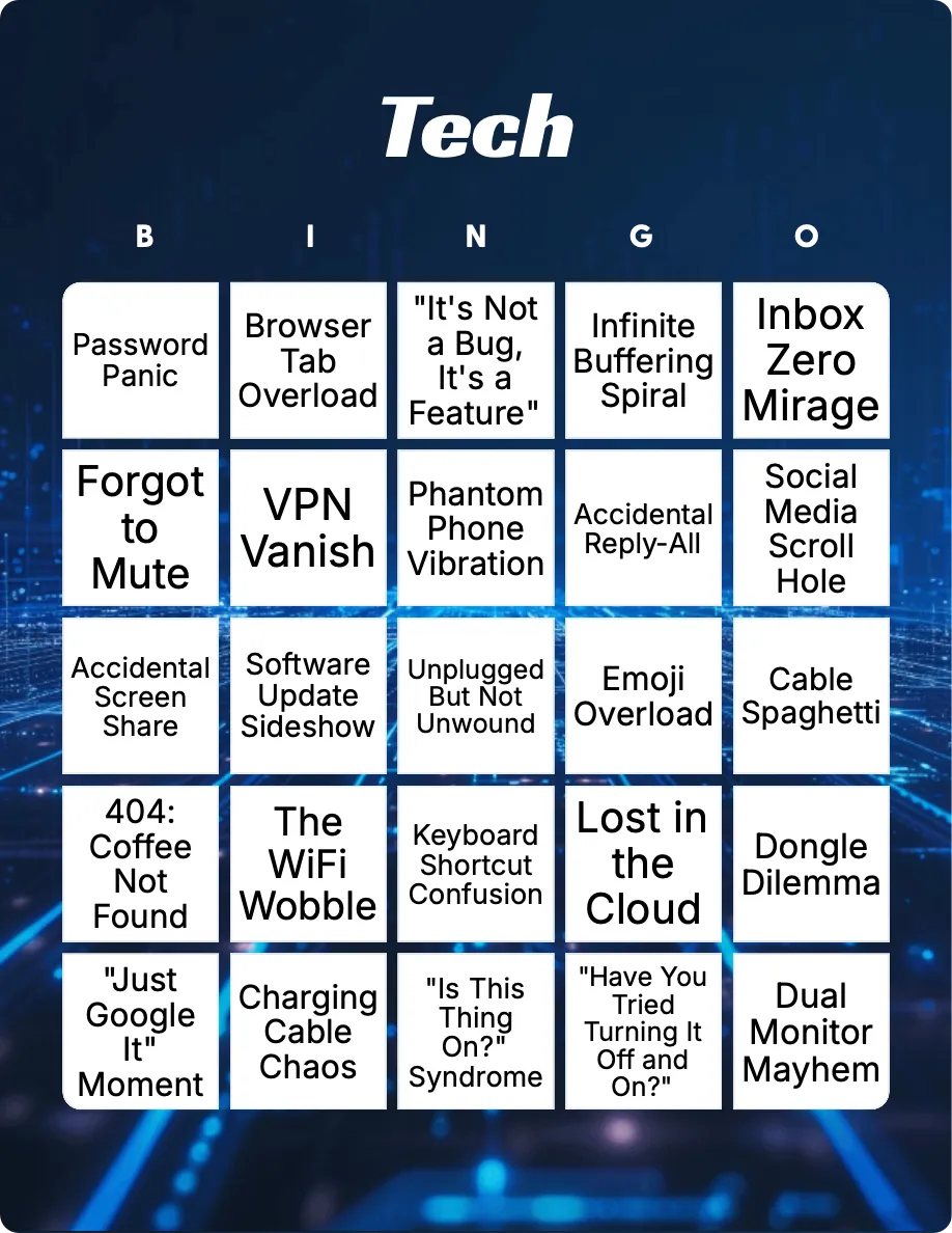 Tech bingo card template