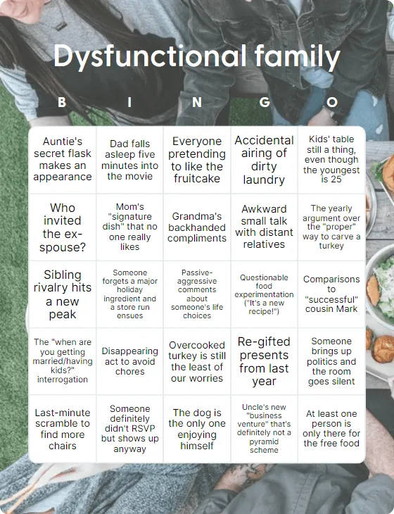 Dysfunctional family bingo