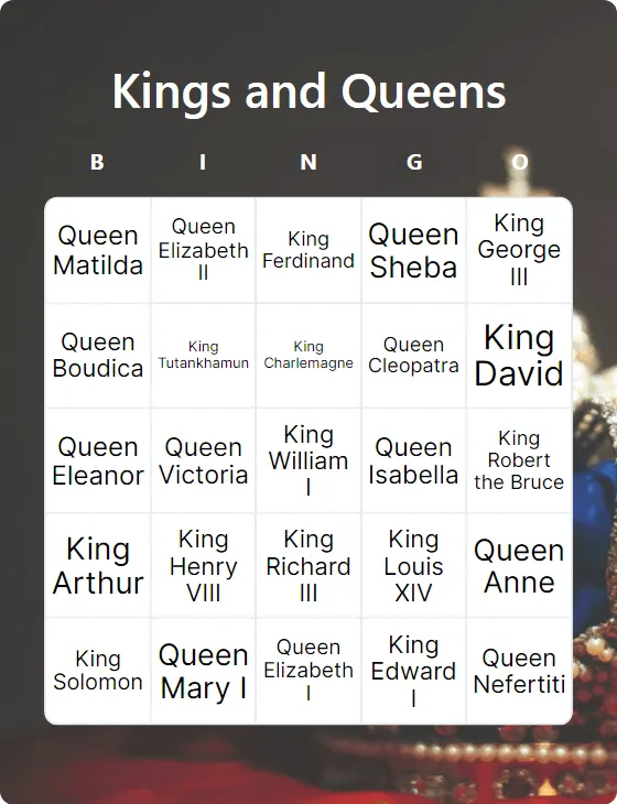 Kings and Queens bingo