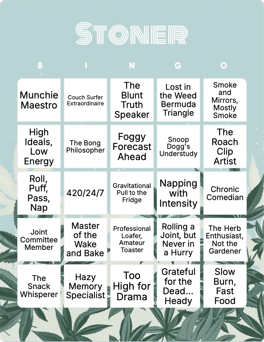 Stoner bingo card template