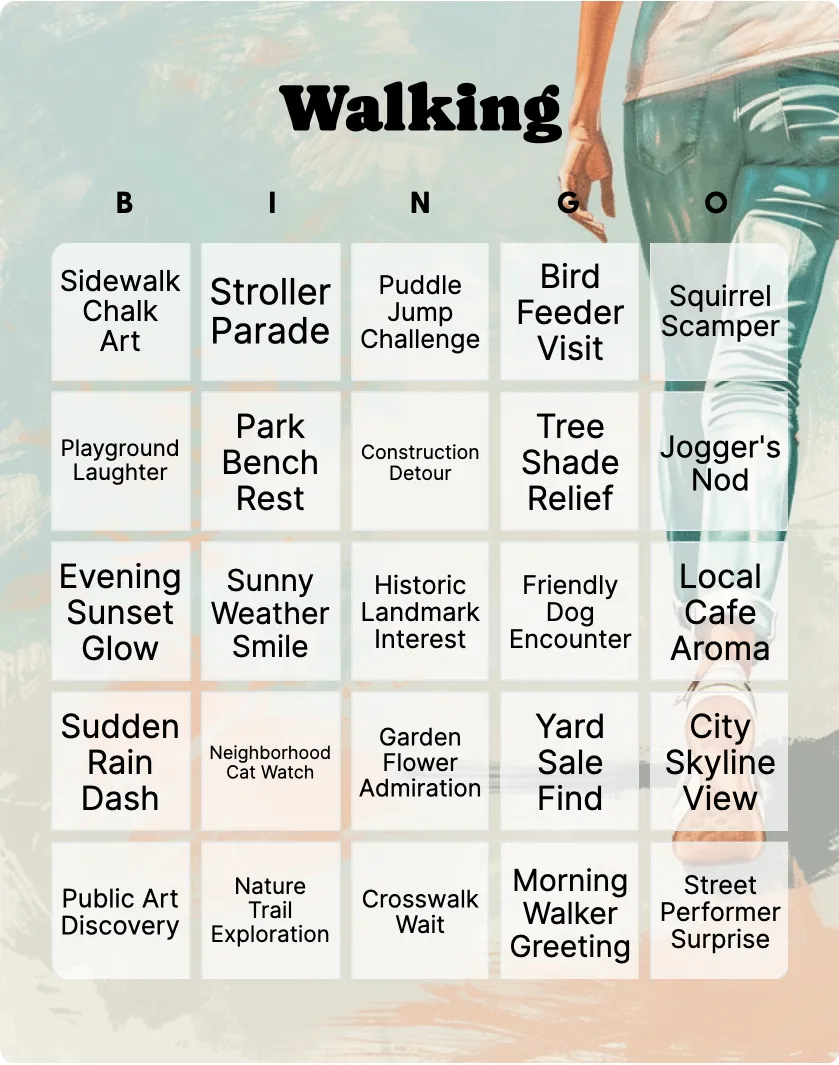 Walking bingo card template