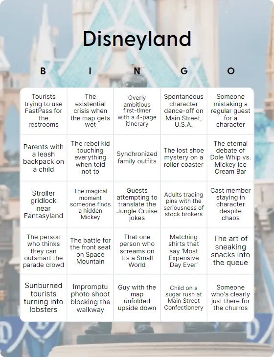 Disneyland bingo