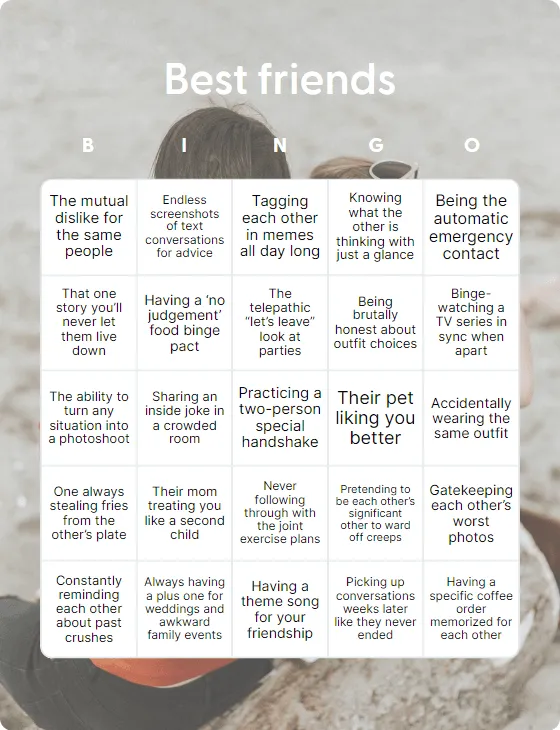 Best friends bingo