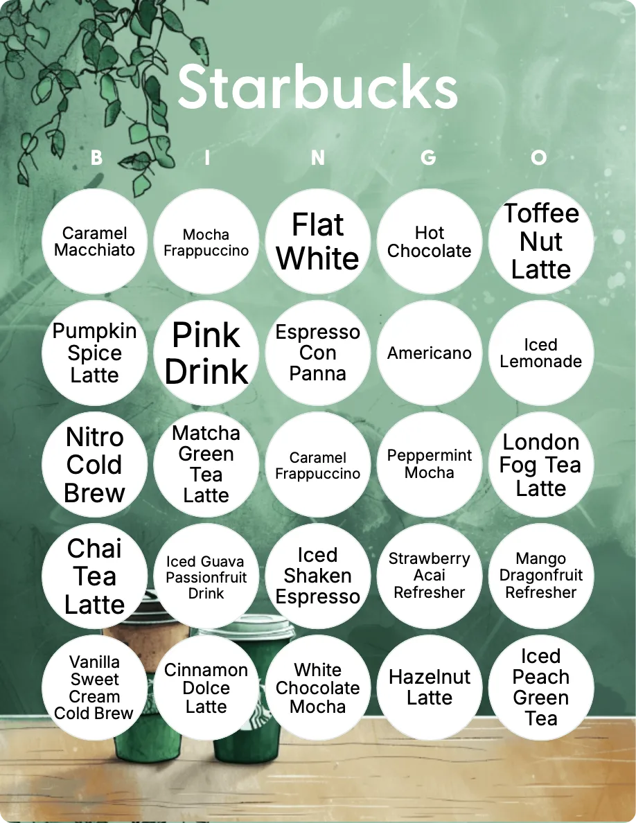 Starbucks bingo