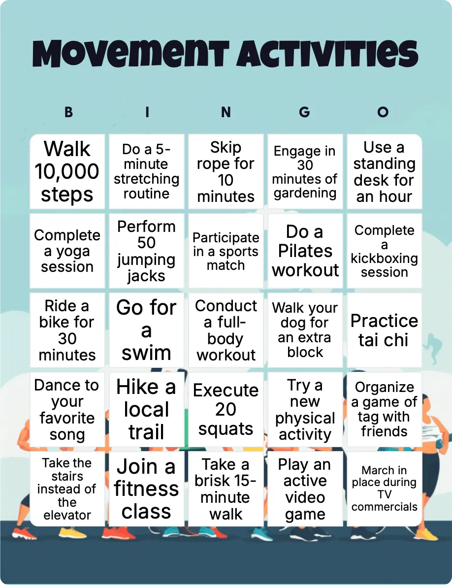 Chair Exercise Bingo 