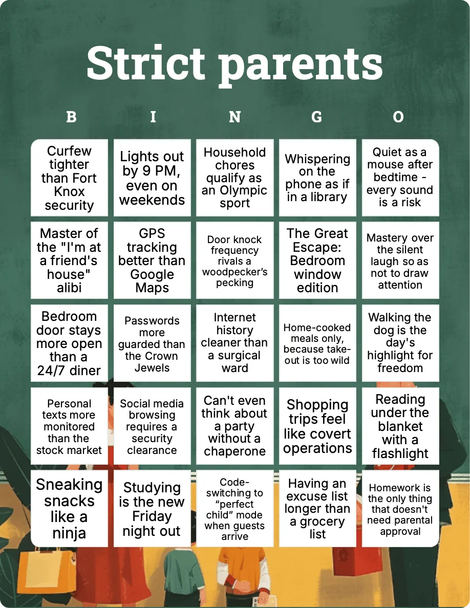 Strict parents bingo